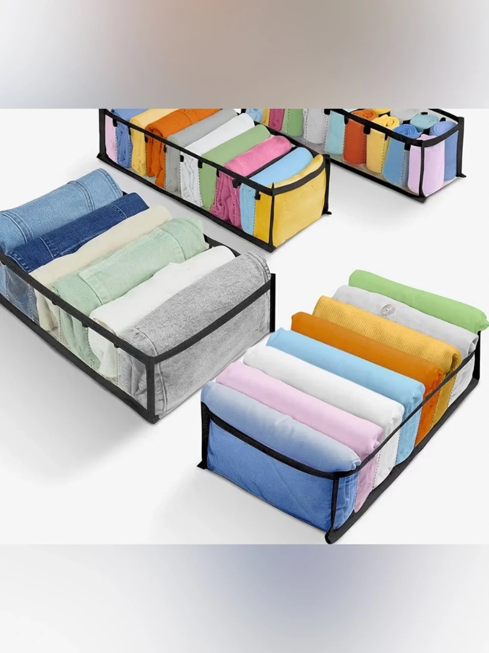 Black and clear drawer organizers